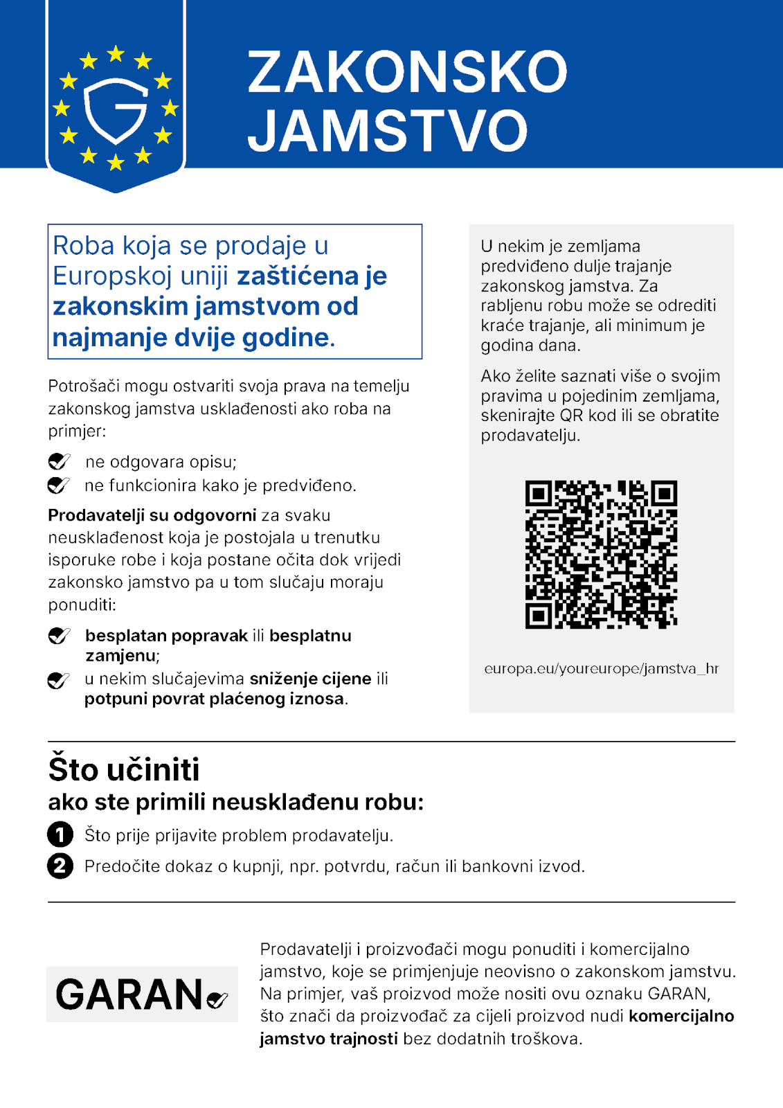 Zakonsko jamstvo - službena obavijest Europske unije