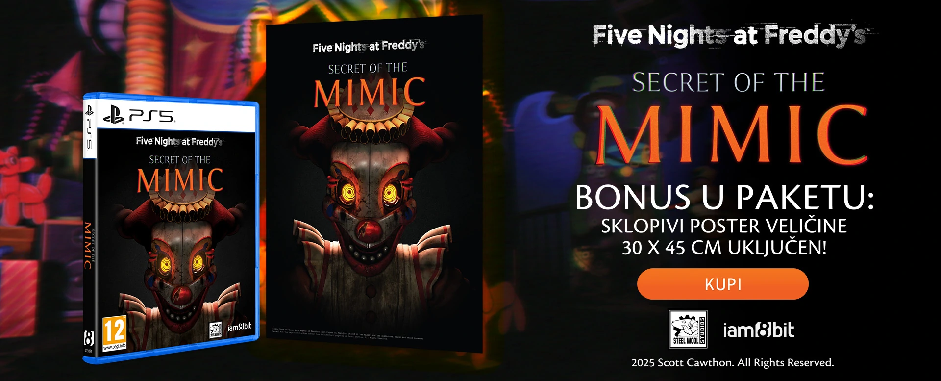 U <b>Five Nights at Freddy’s: Secret of the Mimic</b> zakoračit ćeš u svijet u kojem svaki mračni kut skriva tajnu, a svaki bljesak svjetla nagovještava prijetnju koja nikada ne spava. 