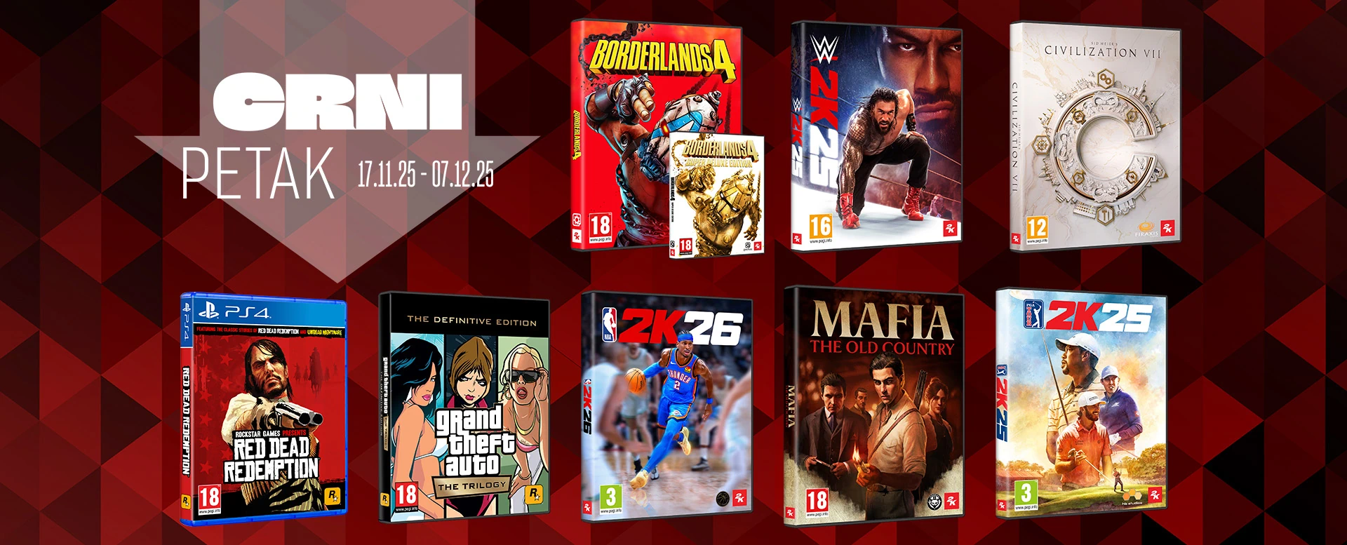 <b>Posebna ponuda Take2</b> naslova za Crni Petak, iskoristi akciju sve od 7.12.2025. ili do isteka zaliha