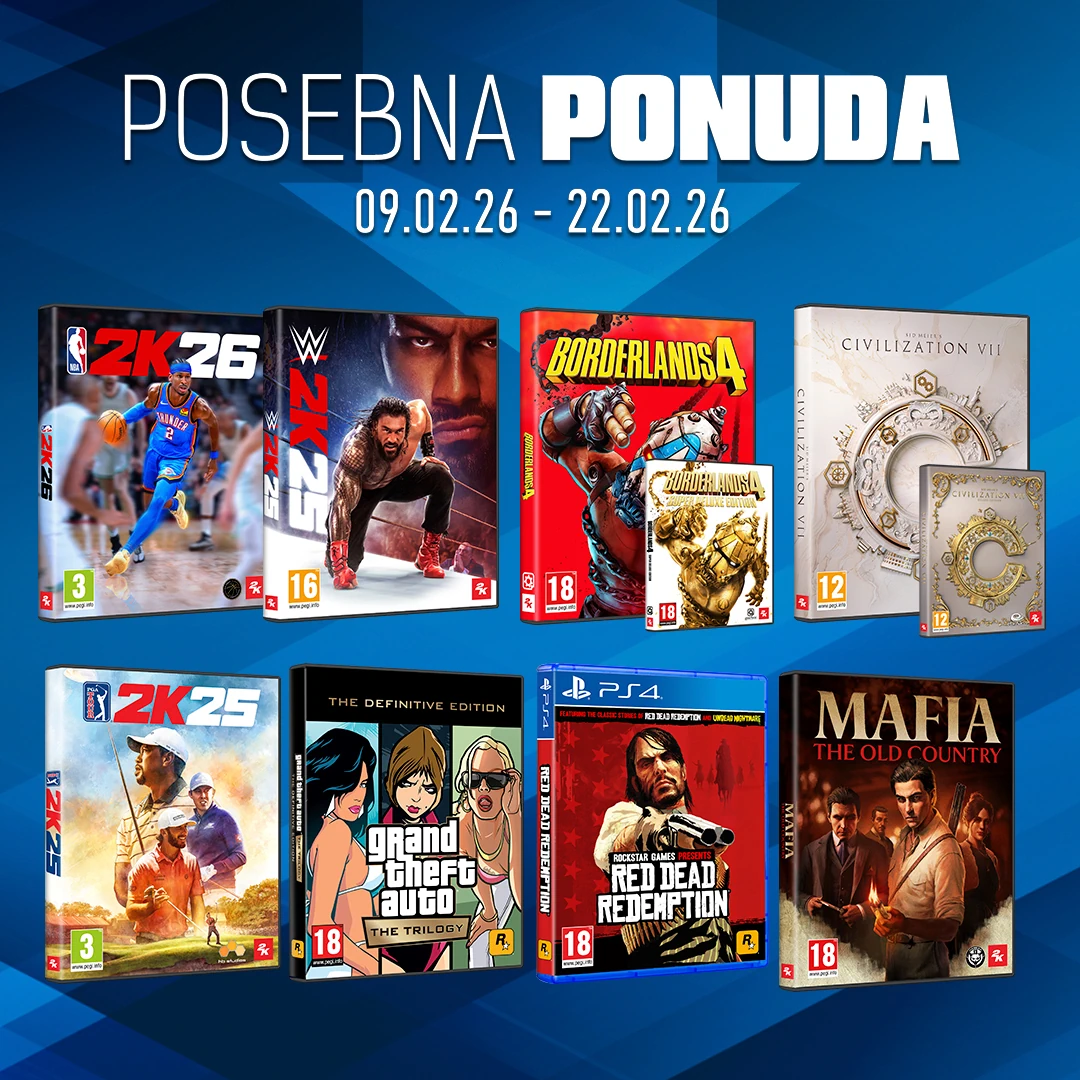 Posebna ponuda <b>Take2</b> igara po nižim cijenama do <b>22.02.2026.</b> ili do isteka zaliha!