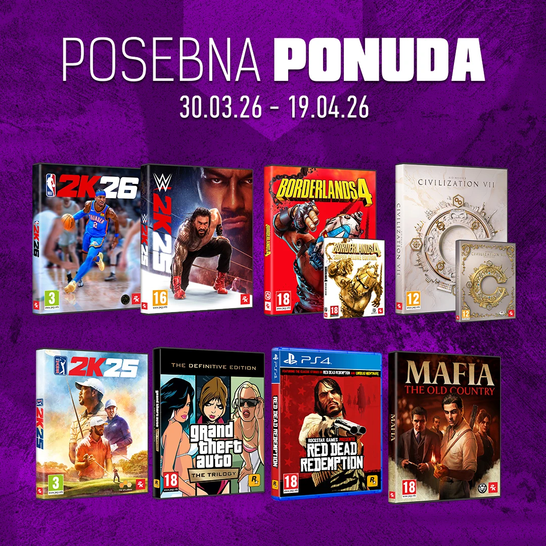 Posebna ponuda <b>Take2 igara</b>, iskoristi priliku do 19.04.2026. ili do isteka zaliha!