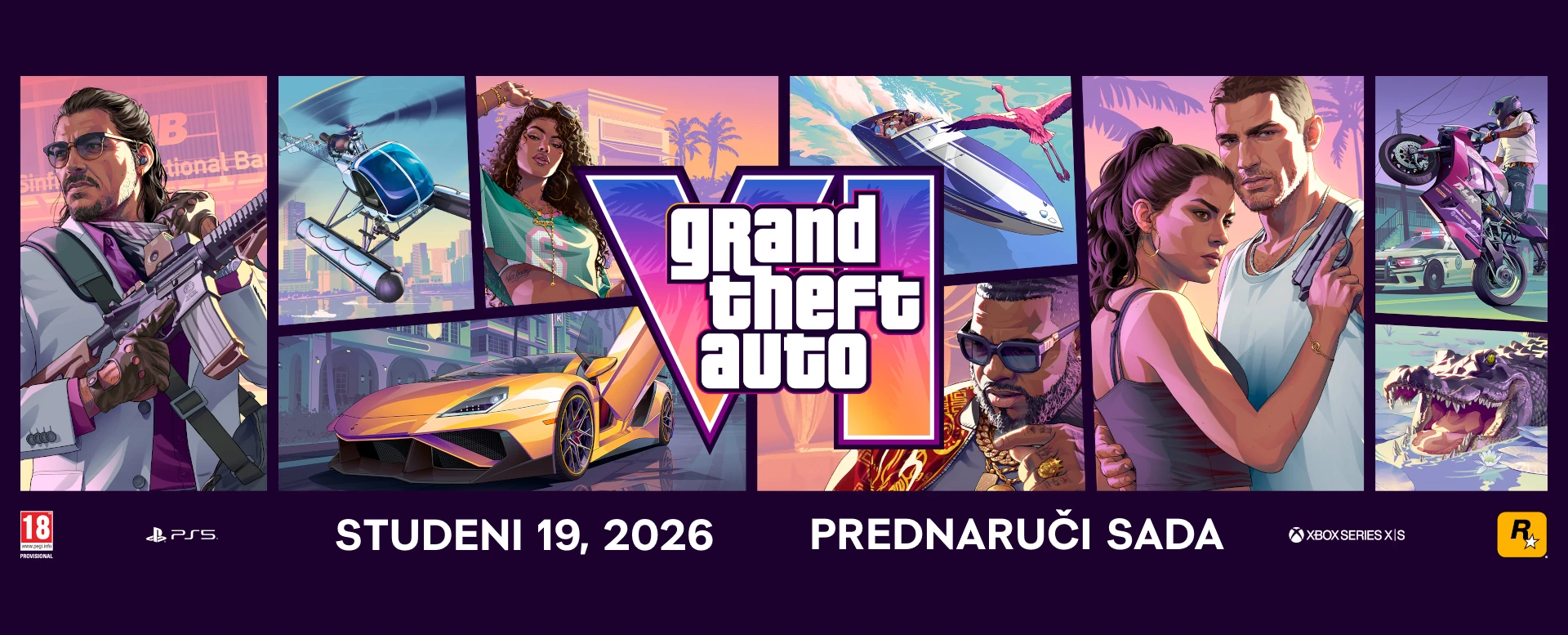 GTA 6 stiže <b>19. studenog 2026.</b> s dva protagonista, novim Vice Cityjem i pričom kakvu Rockstar još nije ispričao.