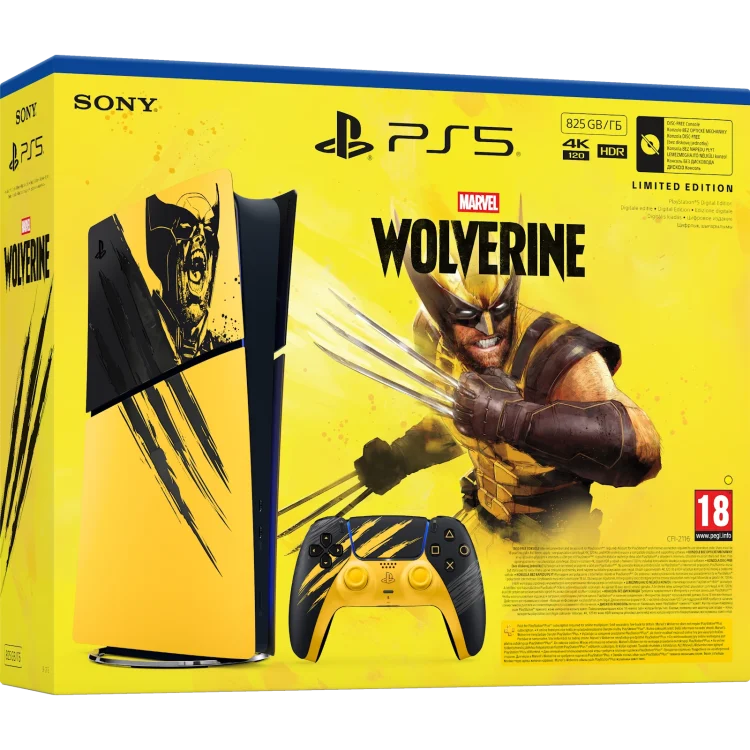 PlayStation 5 Slim Digital Edition E Chassis Marvel's Wolverine Battle Yellow Limited Edition