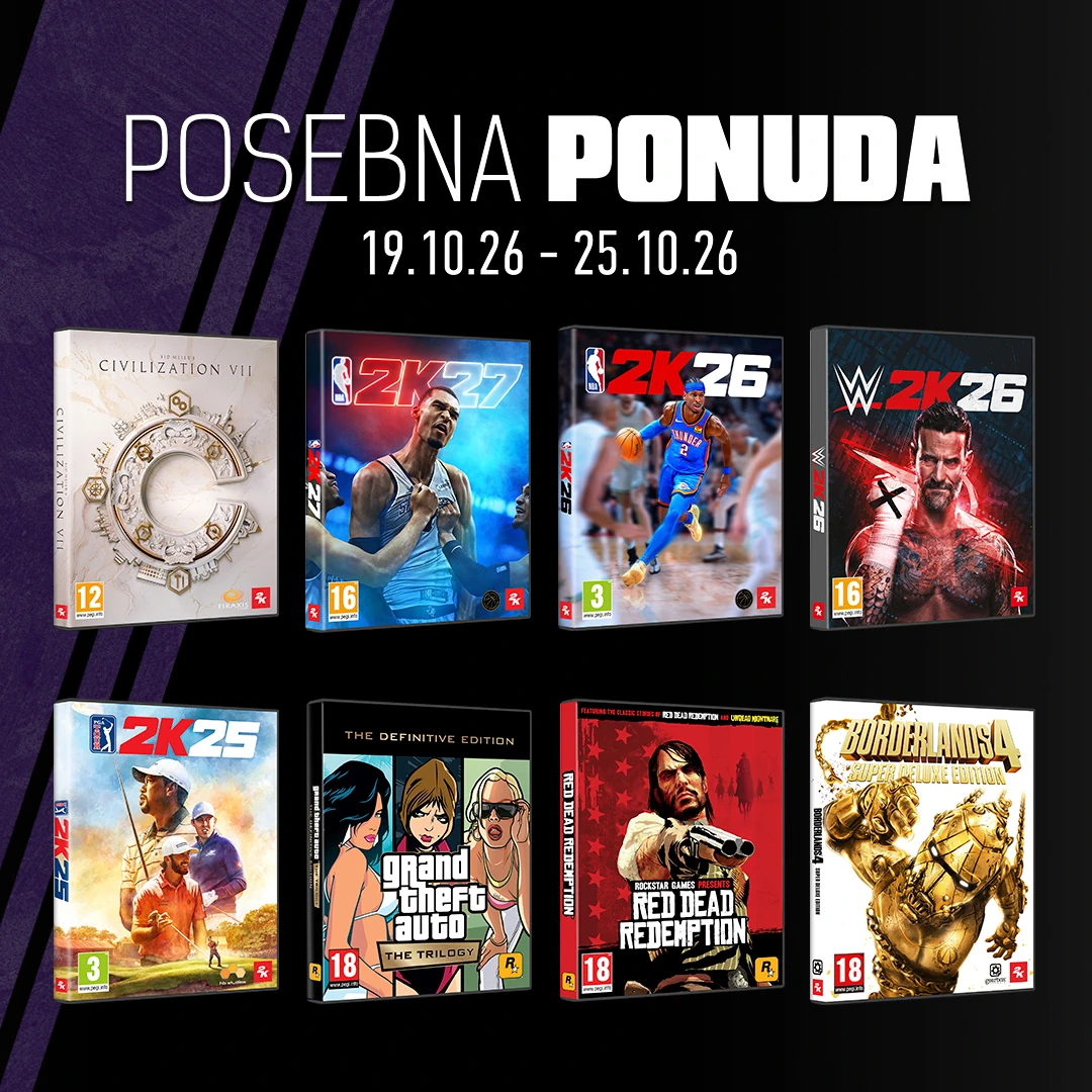 Posebna ponuda <b>TakeTwo</b> hit igara, akcija traje do 25.10.2026. ili do isteka zaliha!