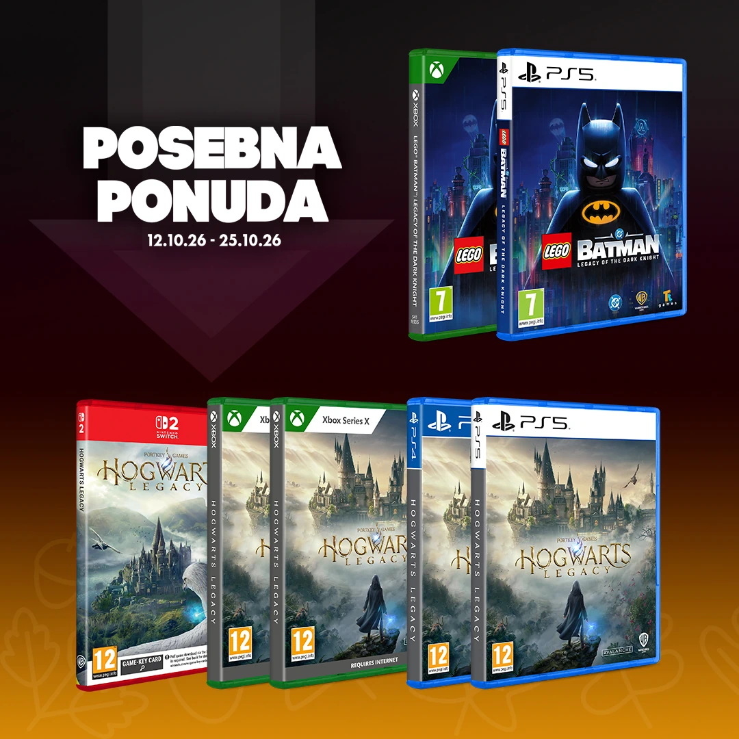 Posebna ponuda <b>Warner Bros.</b> hit igara, akcija traje do 25.10.2026. ili do isteka zaliha!